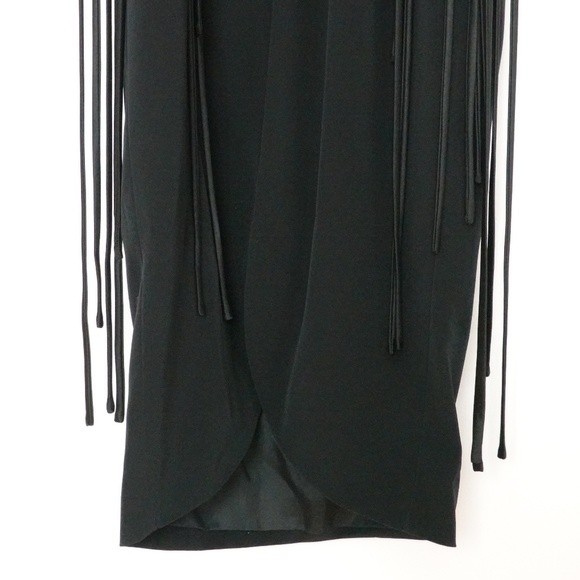 NWOT Designer Cocktail/Party Black Women's Dress with Beaded Straps Fringes - Picture 7 of 15